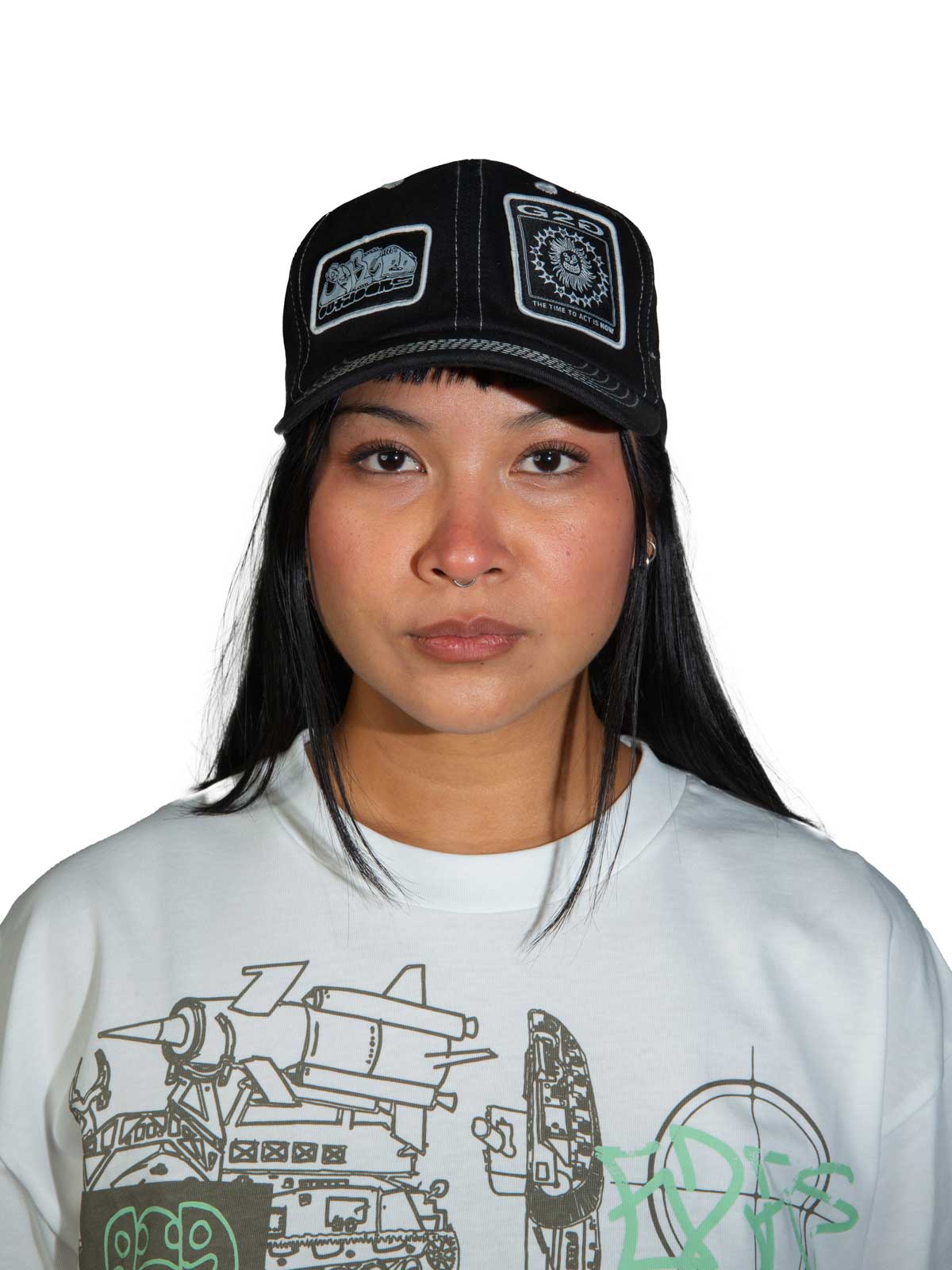 Black patch hat