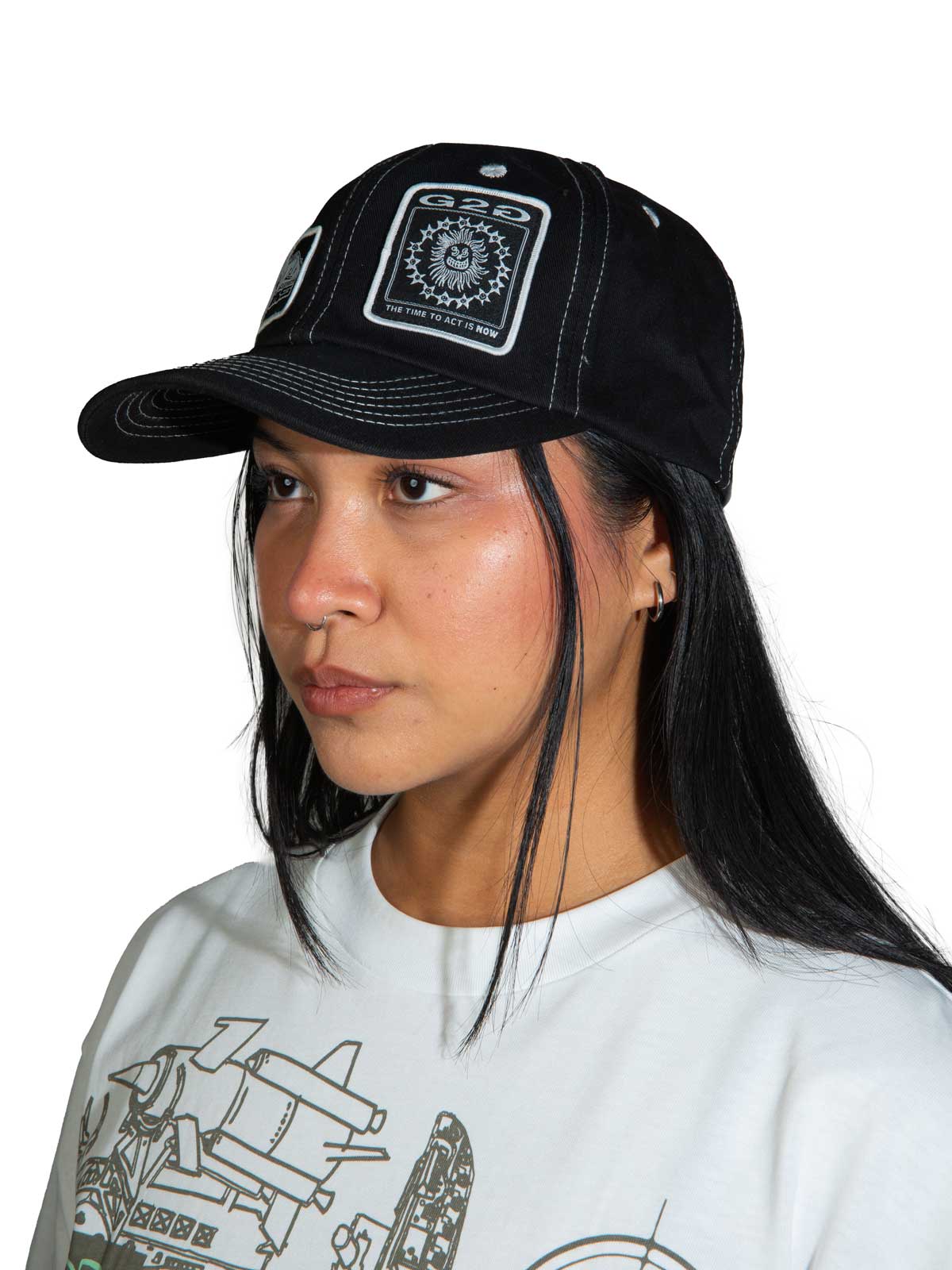 Black patch hat