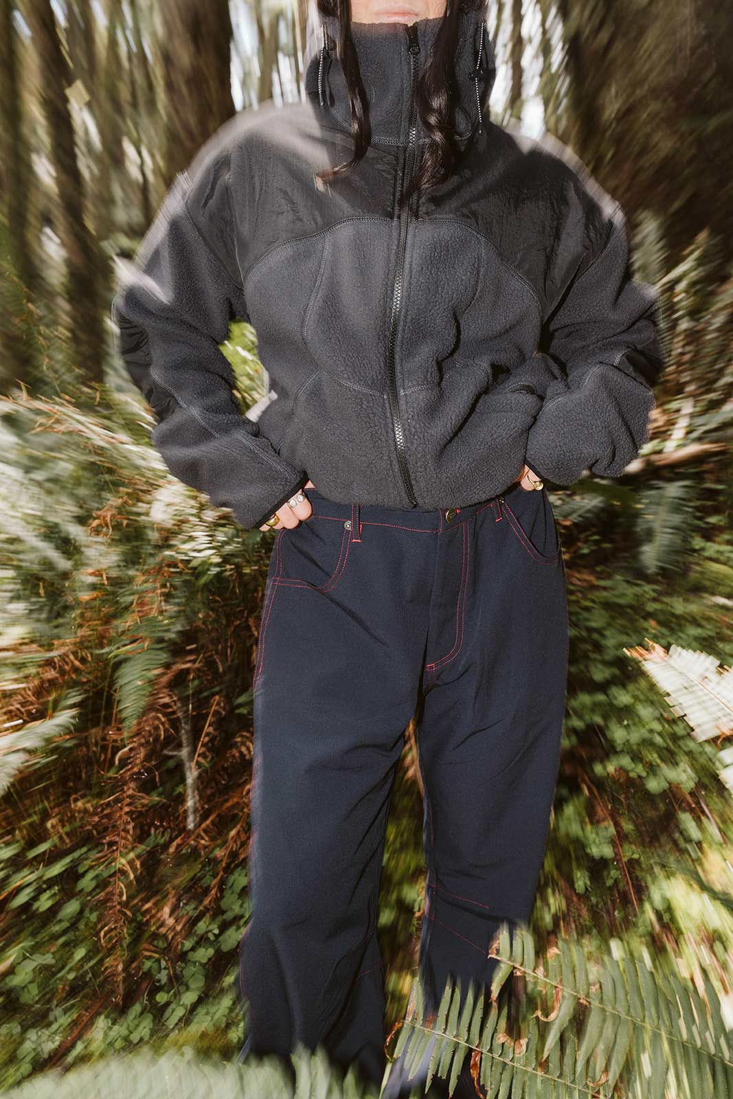 Contrast Stitch Barrel Pants